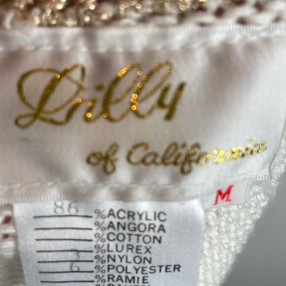 Vintage 80s cream gold metallic abstract print sleeveless sweater size medium - Picture 5 of 6